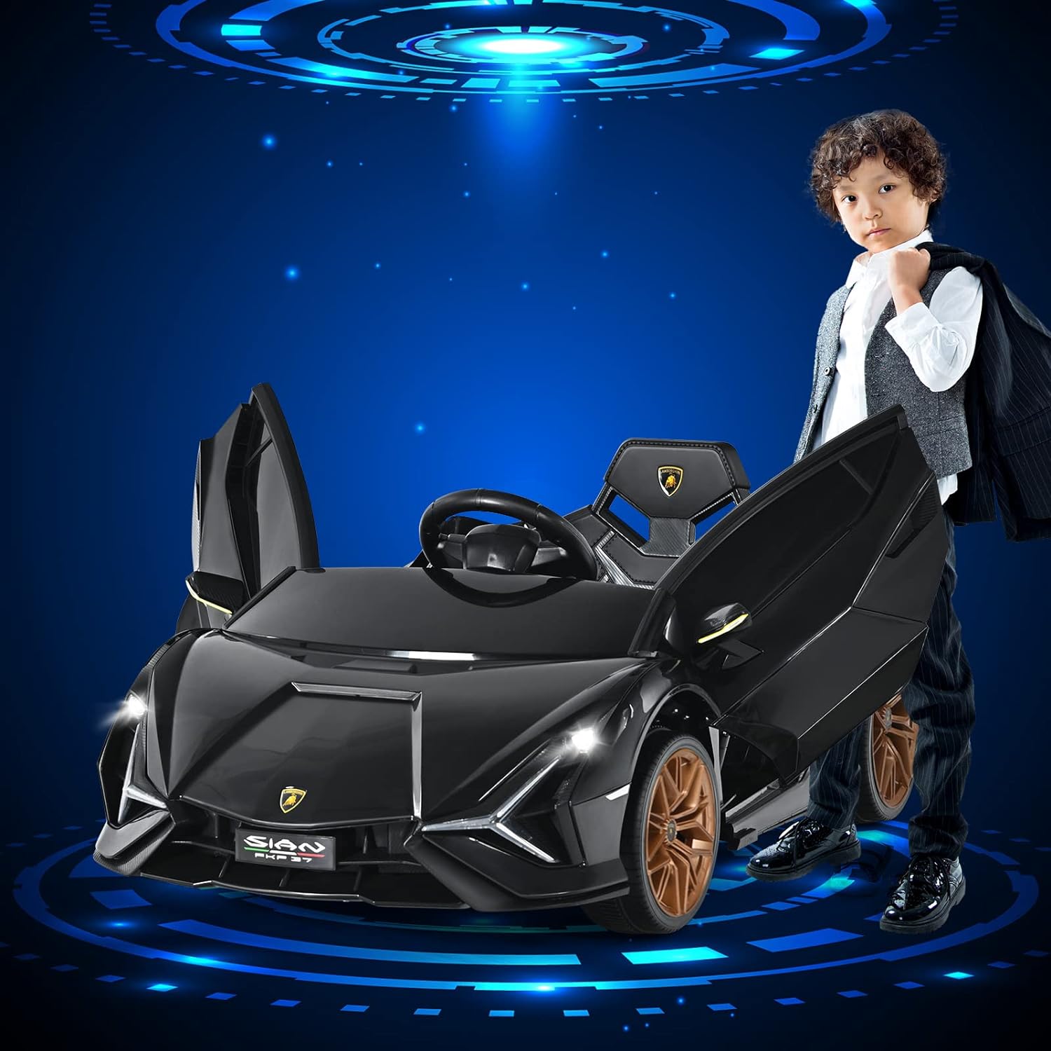 Elbil lamborghini sian för barn 3-8 år, svart